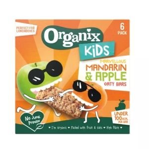 Batoane din ovaz integral cu mandarina si mar bio, +3 ani, 6 bucati, Organix