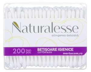 Betisoare de urechi din hartie, 200 bucati, Naturalesse