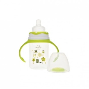 Biberon cu gat larg si manere, tetina silicon, 0+, 150 ml, Minut Baby - Img 4