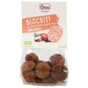 Biscuiti bio cu ciocolata si cocos fara gluten, 100g, OBio