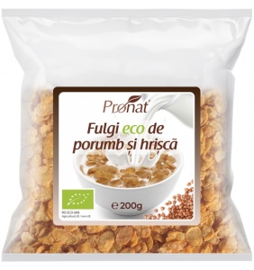 Fulgi eco de porumb si hrisca, 200g, Pronat
