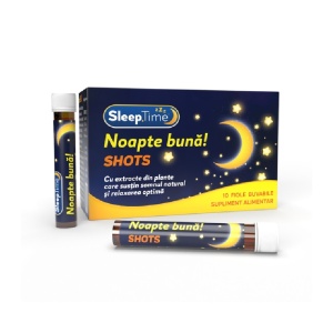 Noapte buna Sleeptime Shots, 10 fiole buvabile, Justin Pharma