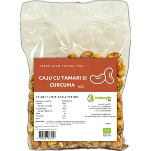 Nuci caju coapte cu tamari si curcuma eco, 250g, Managis Bio