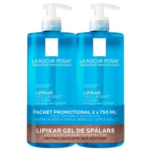 Pachet Gel de dus calmant Lipikar, 750ml, 2 bucati, La Roche-Posay