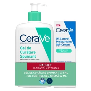 Pachet Gel spumant de curatare, 473ml + Gel-crema cu efect hidratant, 52ml, CeraVe