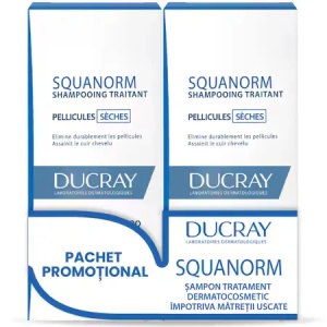 Pachet Sampon Squanorm pentru matreata uscata, 200ml, 2 bucati, Ducray