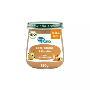 Piure bio de pere, banane si morcovi, 120g, Erdbar