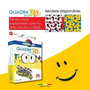 Plasturi pentru copii Quadra 3D Boys Master-Aid, 20 bucati, Pietrasanta Pharma - Img 3