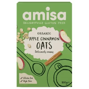 Porridge eco din ovaz cu mar si scortisoara fara gluten, 100g, Amisa