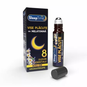 Roll-on aromaterapie cu melatonina SleepTime Vise Placute, 10ml, Justin Pharma