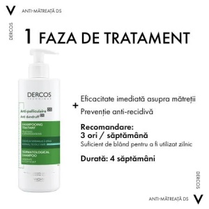Sampon anti-matreata pentru par normal-gras Dercos, 390ml, Vichy - Img 8