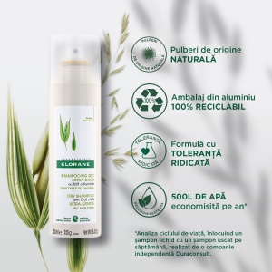 Sampon uscat nuntator cu lapte de ovaz, 150 ml, Klorane - Img 3