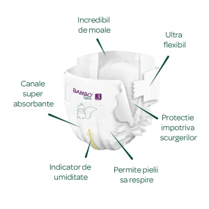 Scutece nr 3, 4-8 kg, 28 bucati, Bambo Nature - Img 4
