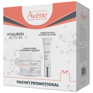 Set Crema pentru regenerare celulara Hyaluron Activ B3, 50ml + Crema de ochi cu tripla actiune Hyaluron Activ B3, 15ml, Avene