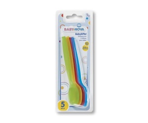 Set lingurite din plastic, diferite culori, 6luni+, 34602, Baby Nova