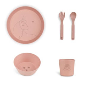 Set pentru hranire cu 4 piese - Unicorn Blush Pink, Citron