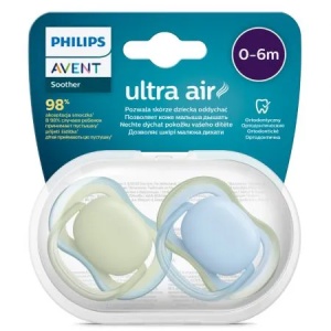Suzete din silicon Ultra Air verde/blue, 0-6L, 2 bucati, SCF085/21,Philips Avent - Img 2