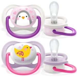 Suzete Ultra Air design figurine pentru Fetite 0-6 luni, SCF080/06, 2 bucati, Philips Avent