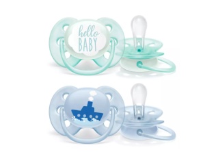 Suzete Ultra Soft Design baieti, 0-6luni, SCF222/01, 2 bucati, Philips Avent