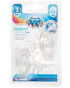 Tetina din silicon cu flux mare pentru biberon cu gât larg EasyStart 12 luni+, 2 bucăți, Canpol babies