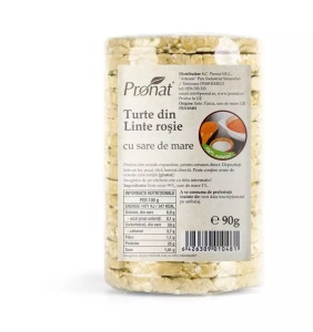 Turte din linte rosie cu sare de mare, 90g, Pronat