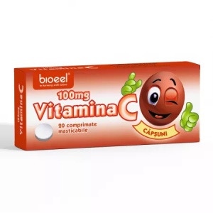 Vitamina C 100mg cu capsuni, 20cpr. mastic, Bioeel