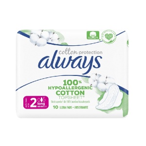 Absorbante Always Cotton Protection, long, marimea 2, 10 bucati
