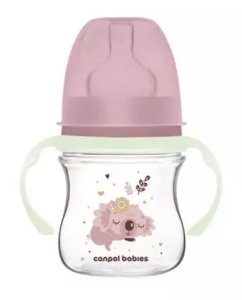 Biberon anticolici gat larg Easy Start Sleepy Koala, roz, 35/236, 120ml, Canpol