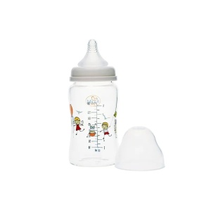 Biberon din sticla borosilicat, gat larg, 180ml, Minut Baby - Img 3