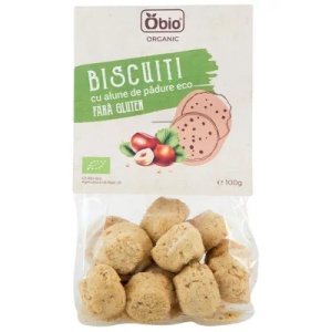 Biscuiti bio cu alune padure fara gluten, 100g, OBio