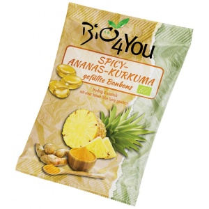 Bomboane picante eco cu ananas si curcuma fara gluten, 75g, Bio4You