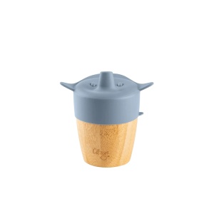 Cana din bambus cu pai si capac - Dusty Blue, 180ml, Citron - Img 5