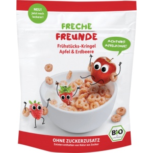 Cereale bio pentru mic dejun cu capsuni si mere, 125g, Erdbar
