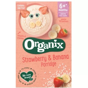 Cereale cu orez, porumb, banane si capsuni bio, +6 luni, 120g, Organix