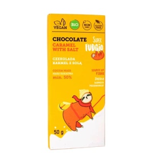 Ciocolata bio cu caramel sarat, 50g, Super Fudgio