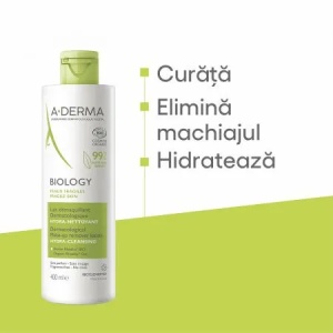 Lapte demachiant hidratant Biology, 400ml, A-Derma - Img 2