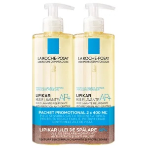 Pachet ulei de spalare pentru piele sensibila Lipikar AP+, 400ml, 2 bucati, La Roche-Posay
