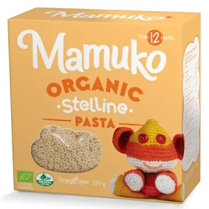 Paste in forme de stelute din grau dur bio pentru copii, +12luni, 320g, Mamuko