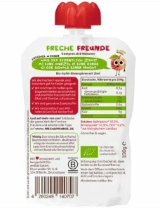 Piure cu mere, pere si scortisoara bio, 100g, Erdbar - Img 2