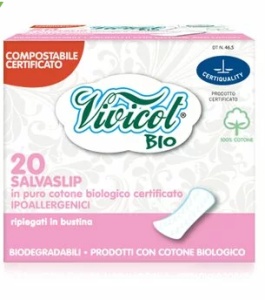 Protej slip din bumbac bio,hipoalergenic, compostabil, Normal, 20 bucati, Vivicot Bio