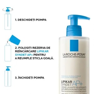 Rezerva Crema de spalare anti-iritatii pentru piele sensibila Lipikar Syndet AP+, 400ml, La Roche-Posay - Img 6