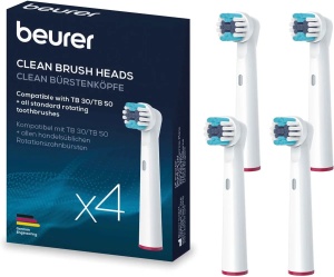 Rezerve pentru periuta de dinti electrica TB30/50 Clean, 4 bucati, Beurer