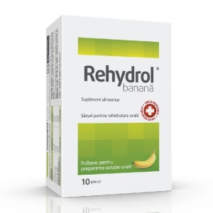 Saruri de hidratare Rehydrol cu aroma de banane, 10 plicuri, MBA Pharma