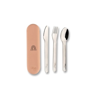 Set de tacamuri din otel inoxidabil + cutie de silicon - Unicorn Blush Pink, Citron