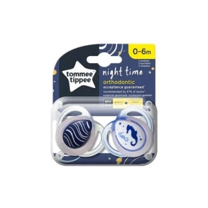 Suzeta ortodontica de noapte din silicon Calut de Mare 0-6L, 2 bucati, TT 0174, Tommee Tippee