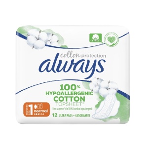 Absorbante Always Cotton Protection Normal, marimea 1, 12 bucati