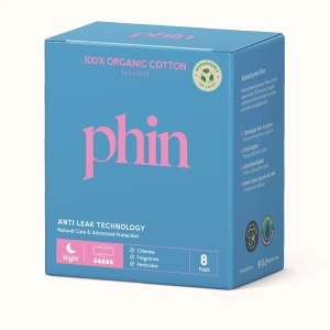 Absorbante de noapte din bumbac organic, 8buc, Phin