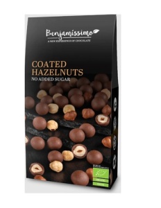Alune de padure invelite in ciocolata cu praline, bio, 60g, Benjamissimo