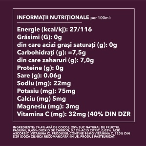 Apa naturala cocos carbogazificata cu suc de fructul pasiunii Passion Pop