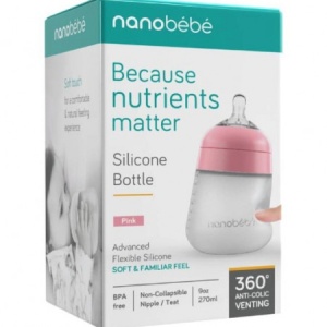 Biberon 0l+, 270ml, Roz, 1 bucata, Nanobebe - Img 2